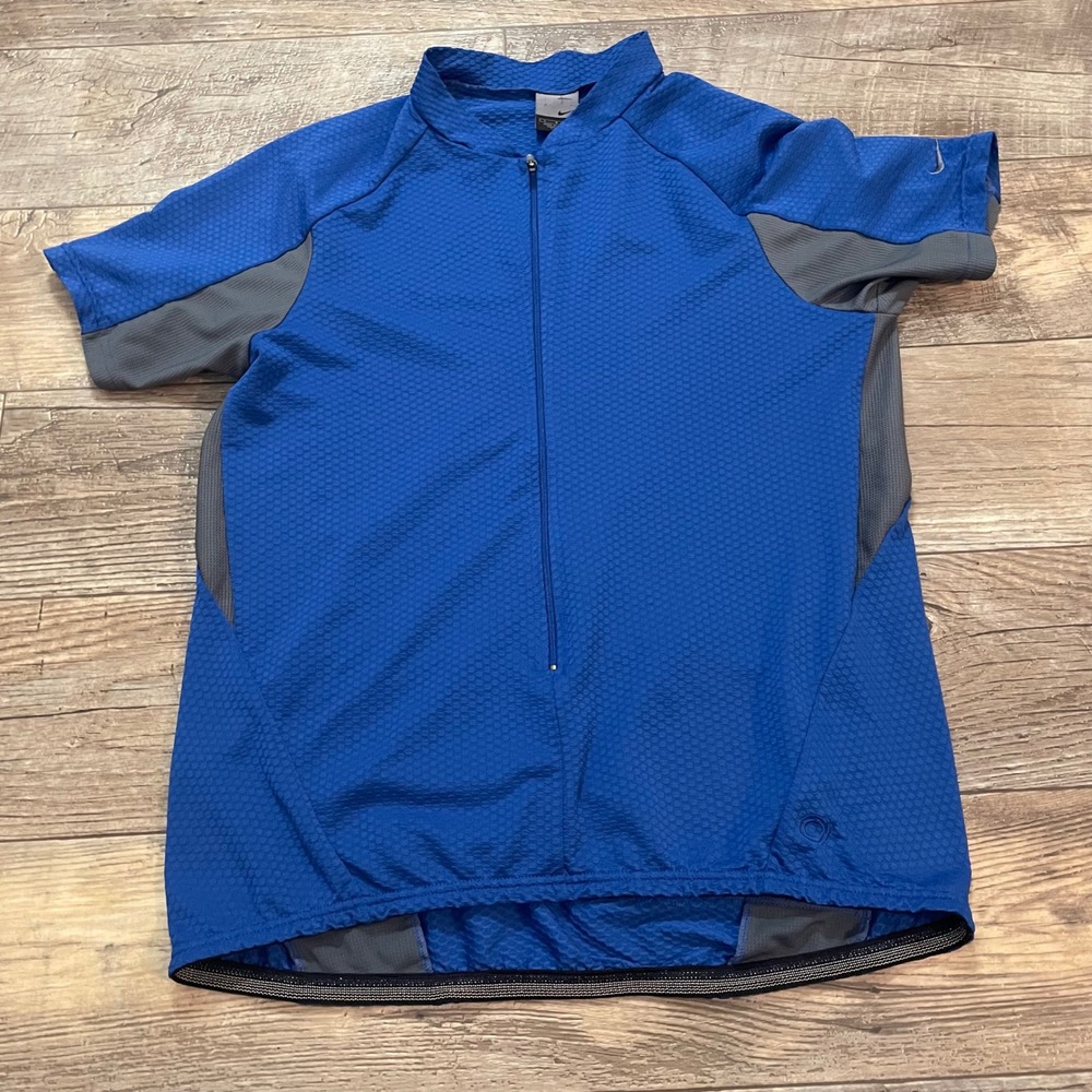 Nike‎ Mens Cycling Jersey Blue Grey Half Zip Short Sleeve Bike Shirt S40610EVR L